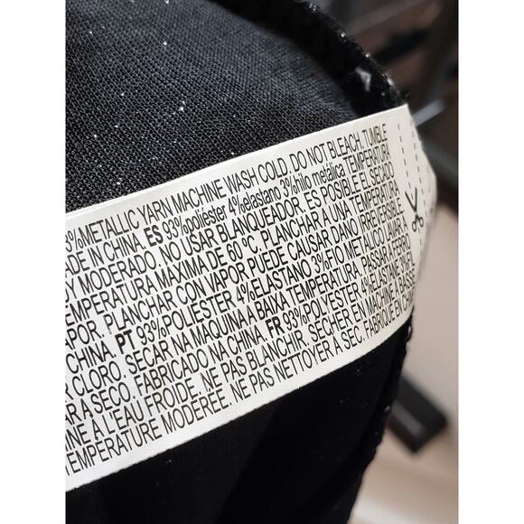 Forever 21 Sequin Pant Womens 0X Black Geo Print Elastic waist Wide Legs Pull On - Picture 10 of 12